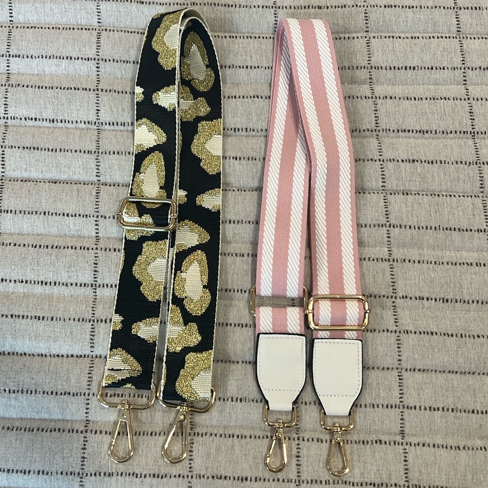 Modern+Chic 2 Piece Crossbody Strap Pack Gold Black & Pink White/Cream New